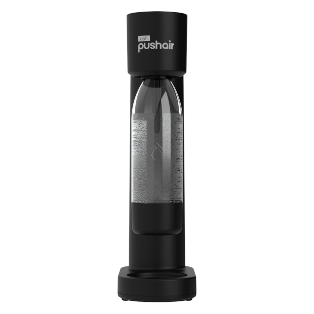 PUSHAIR Dafi saturatore d'acqua nero + bombola di CO₂ + bottiglia da 0,7 l + sciroppo di aranciata rossa 450 ml