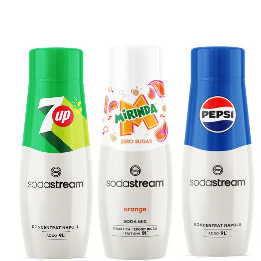 3x 7UP + PEPSI + MIRINDA ZERO syrups