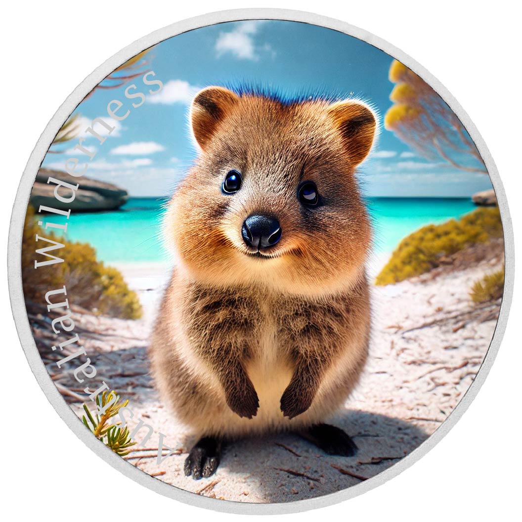 Image of  2026 Australia 1oz 9999 Silver BU Australian Wilderness Quokka Paradise Colouri coin