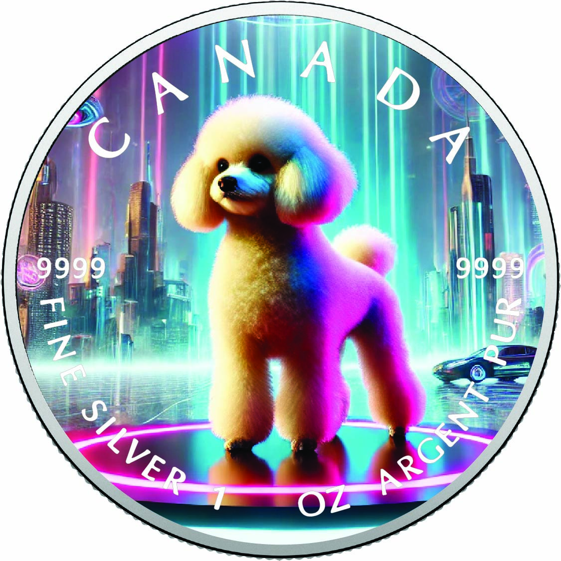 Image of  2026 Canada 1oz 9999 Silver BU The Neon Elegance Colourized coin