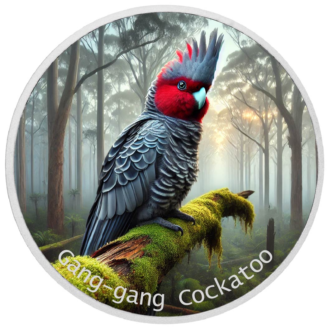 Image of   2026 Australia 1oz 9999 Silver BU The Gang-gang Cockatoo Colourized coin