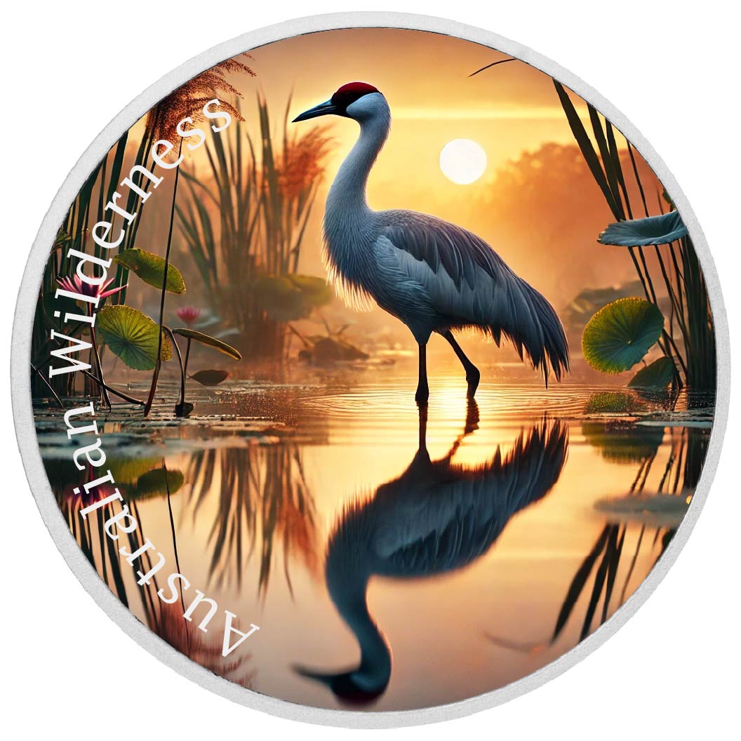 Image of  2026 Australia 1oz 9999 Silver BU Australian Wilderness Brolga Colourized coin