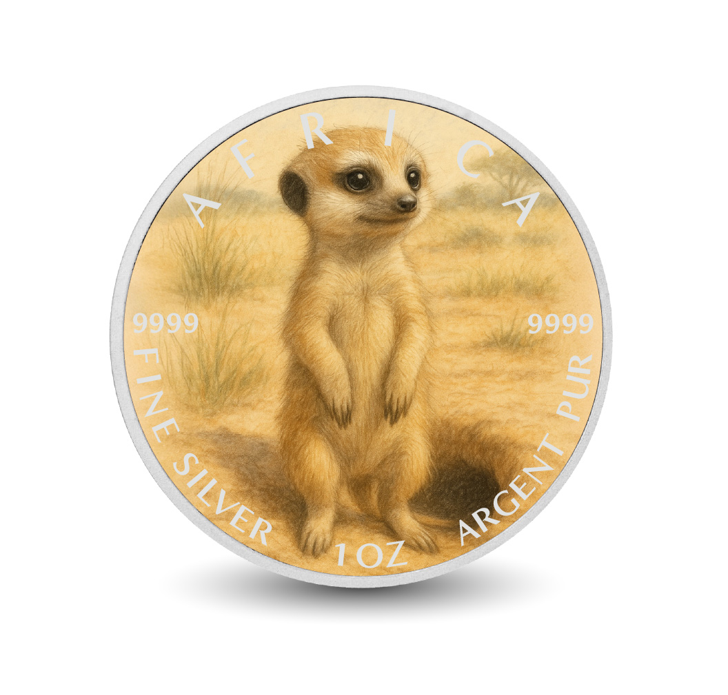 Image of  Desert Watcher - Curious Meerkat of Africa 1oz Fine Silver Coloured Coin coin