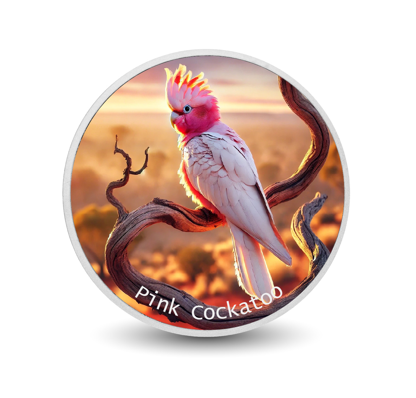 Image of  Majestic Blush: The Pink Cockatoo 1oz Coloured Silver coin