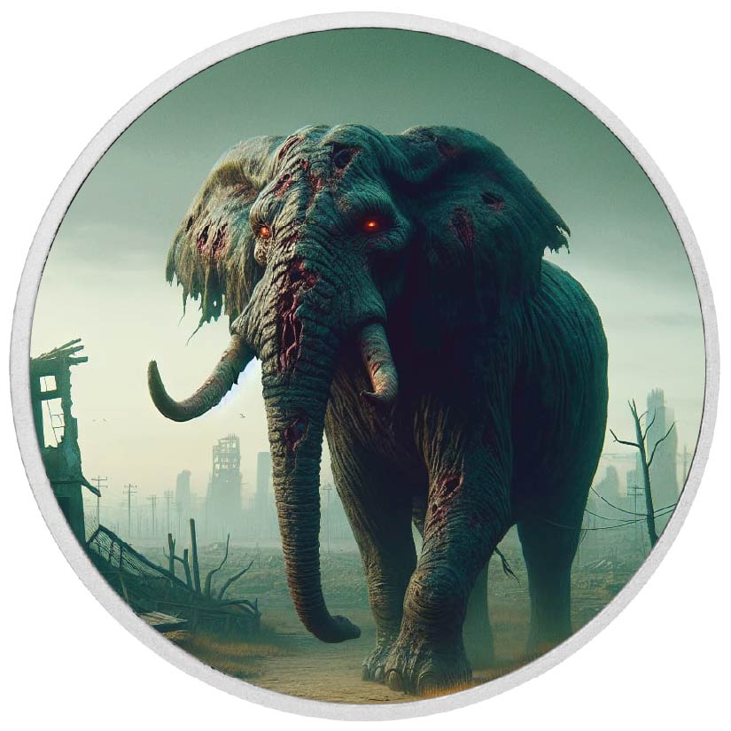 Image of   2026 Australia 1oz 9999 Silver BU Post-Apocalyptic Vision of Elephant Colouriz coin