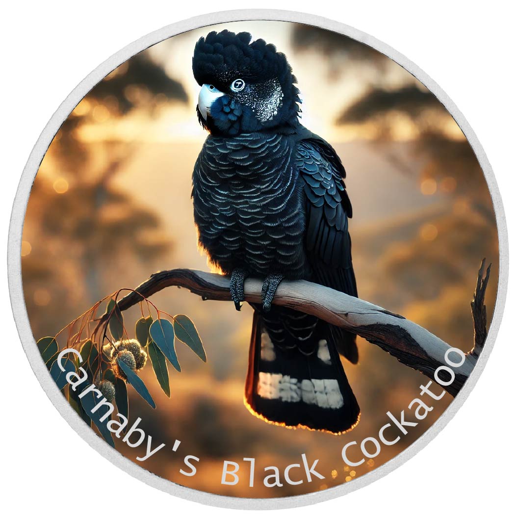Image of   2026 Australia 1oz 9999 Silver BU Carnaby's Black Cockatoo Colourized coin