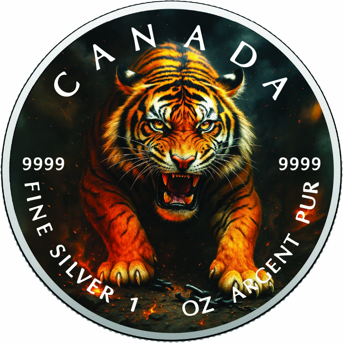 Image of  2026 Canada 1oz 9999 Silver BU The Fireborn Fury Colourized coin