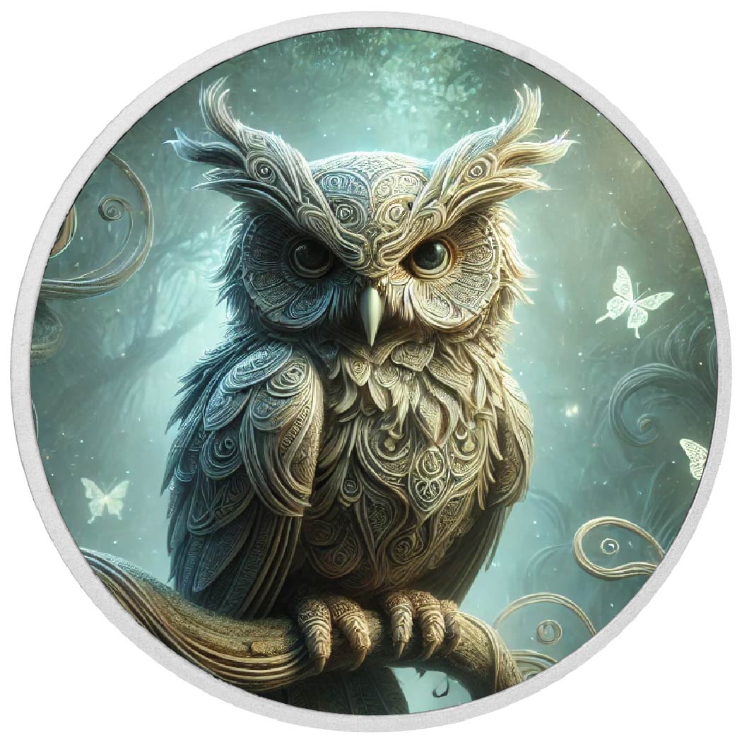 Image of   2026 Australia 1oz 9999 Silver BU Intricate Owl in a Magical Glow Colourized coin