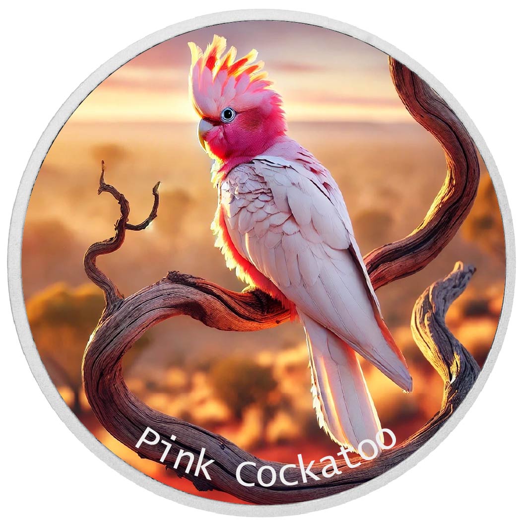 Image of   2026 Australia 1oz 9999 Silver Majestic Blush The Pink Cockatoo BU Colourized coin