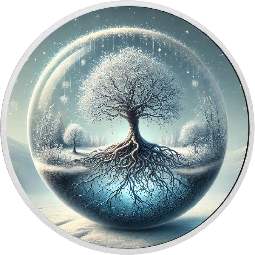 Image of  2026 Australia 1oz 9999 Silver The Balance of the Universe Frosted Tree Colouri coin