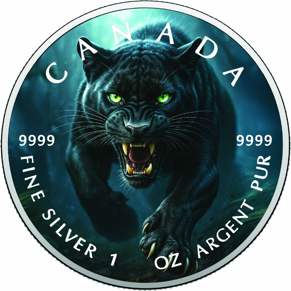 Image of   2026 Canada 1oz 9999 Silver BU The Wrath of the Jungle Colourized coin