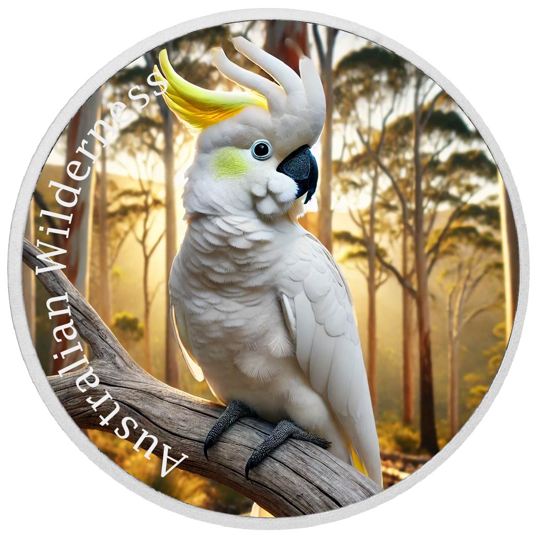 Image of  Australian Wilderness - Sulphur-Crested Cockatoo 1oz Silver coin