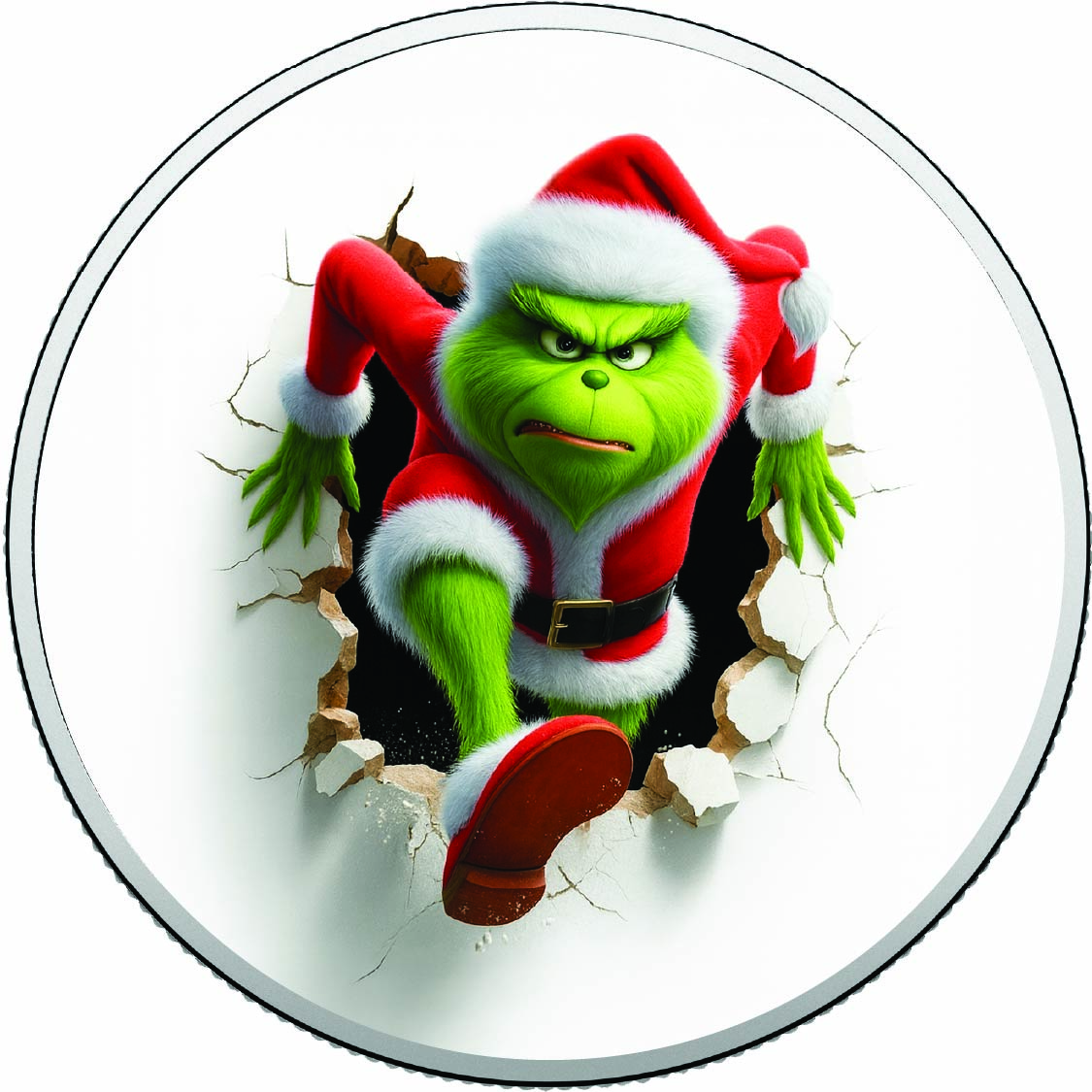Image of  The Grinch Breaks In for Christmas! 1oz Fine Silver Coloured Coin coin