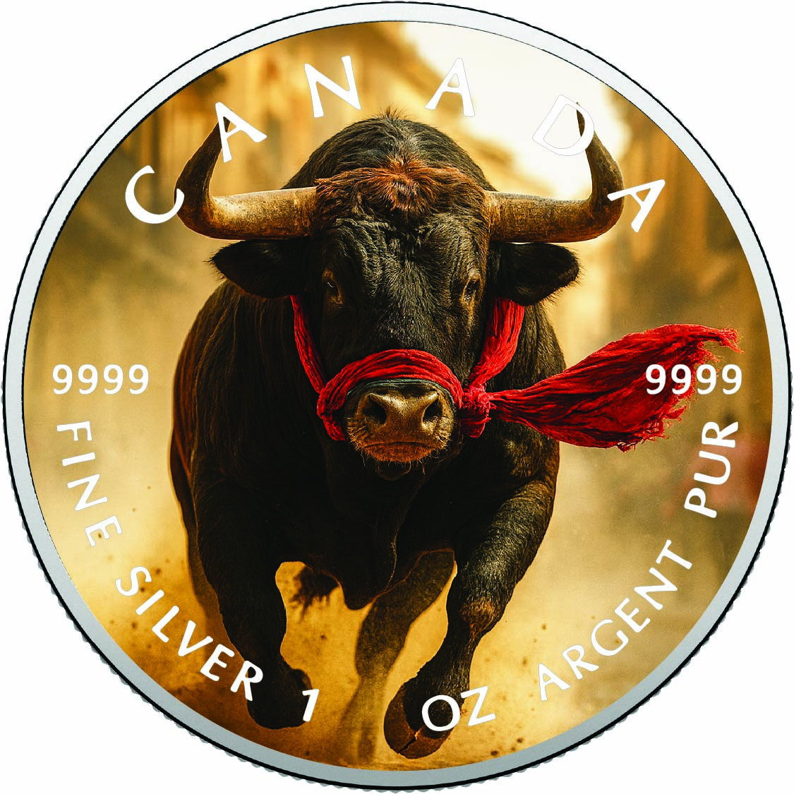 Image of  2026 Canada 1oz 9999 Silver BU Dust and Thunder The Heart of the Run Colourized coin