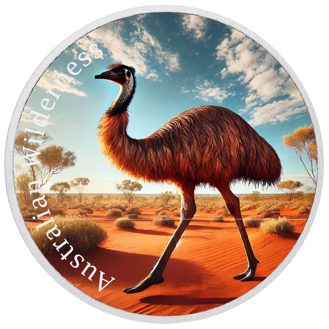 Image of  2026 Australia 1oz 9999 Silver BU Australian Wilderness Emu Colourized coin
