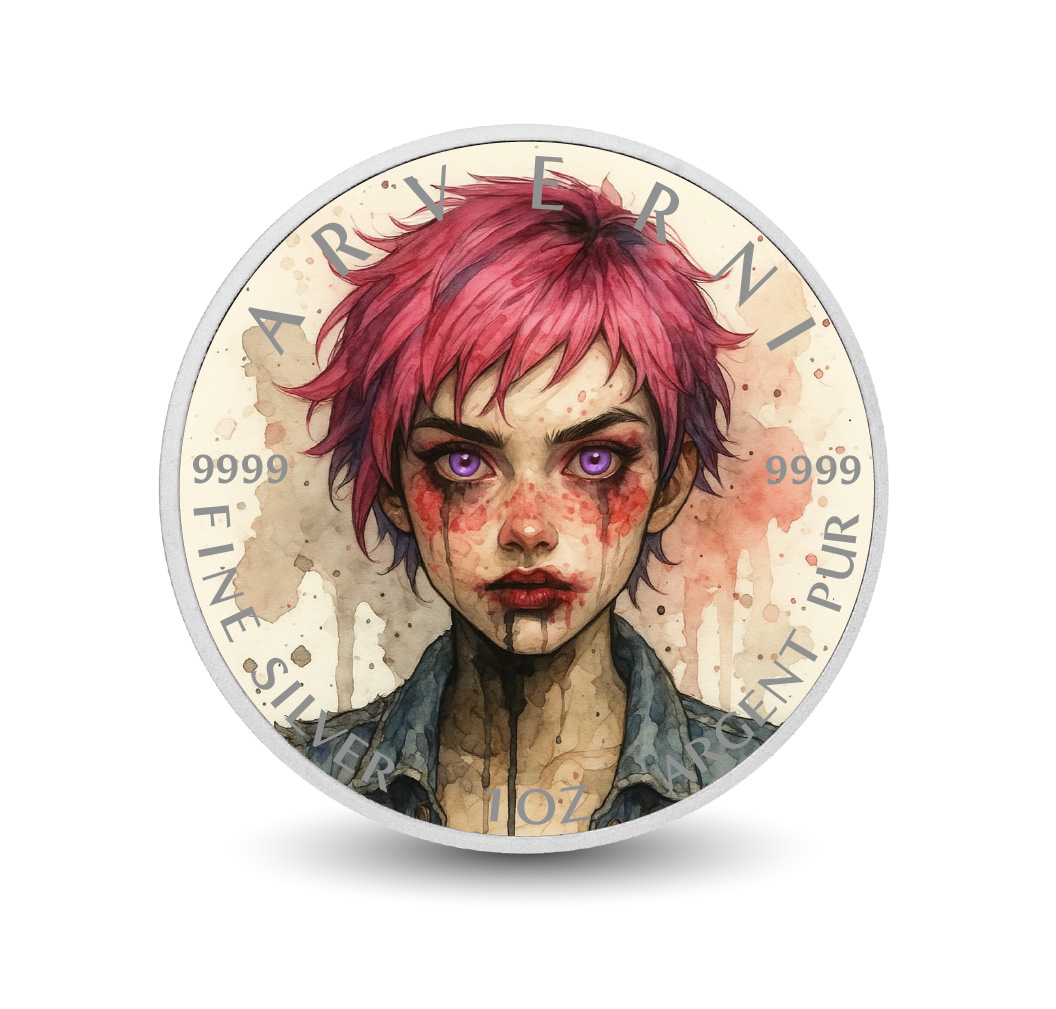 Image of  Crimson Resolve The Violet-Eyed Rebel 1oz Fine Silver Coloured Coin coin