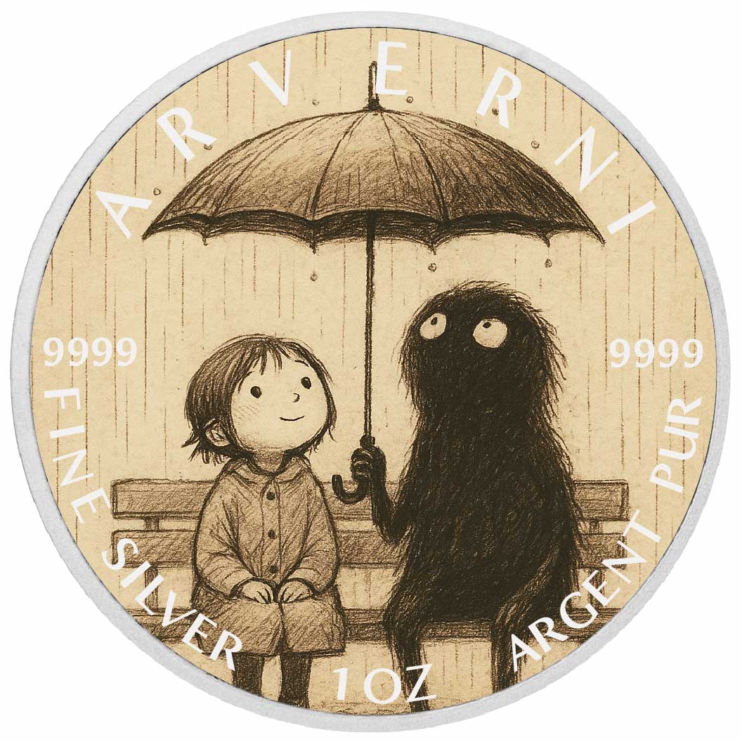 Image of  Zuflucht im Regen – „Whispers of Kindness“ (Flüstern der Güte) – 1-Unze-Münze a coin