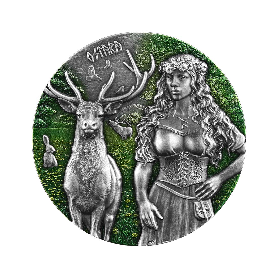 Image of  2023 Valkyries: Ostara 2oz Silver BU Ultra High Relief Coin coin