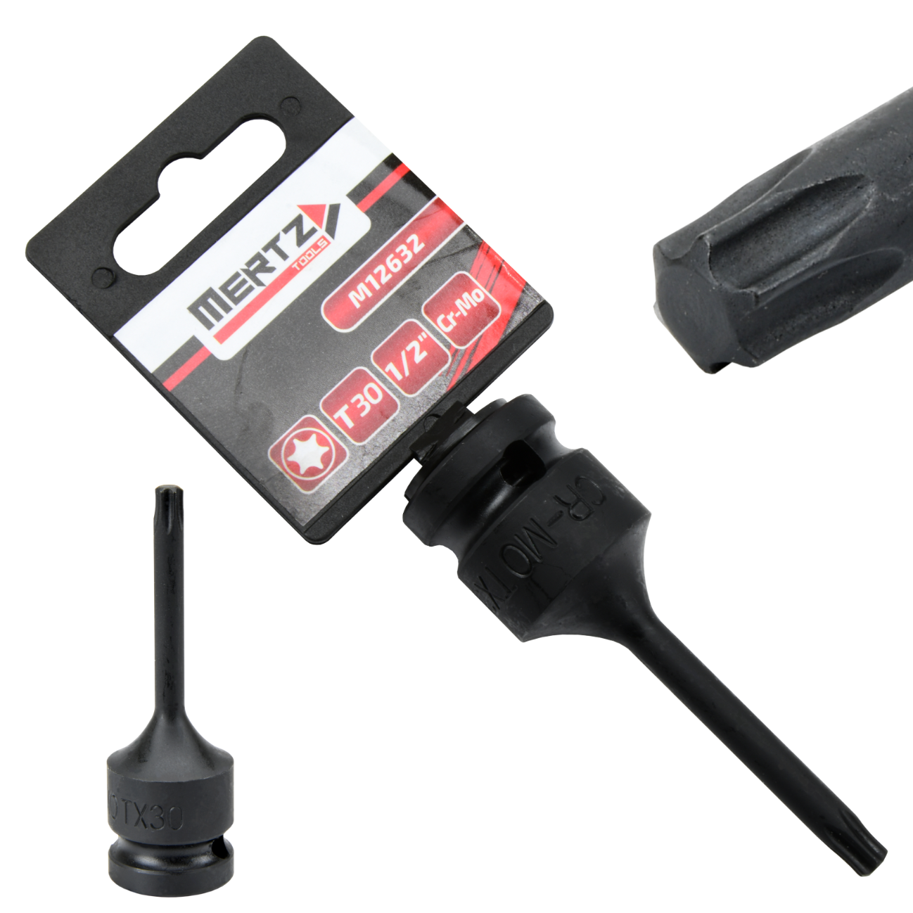 Klucz trzpieniowy TORX Mertz 78mm bit udarowy T30 1/2" Cr-Mo M12632