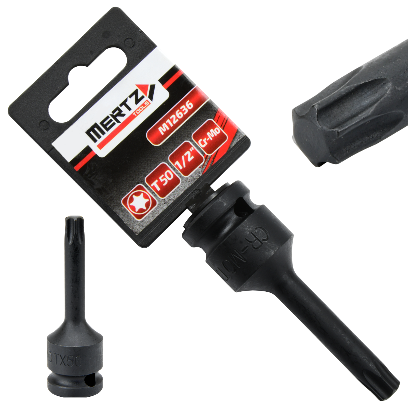 Klucz trzpieniowy TORX Mertz 78mm bit udarowy T50 1/2" Cr-Mo M12636