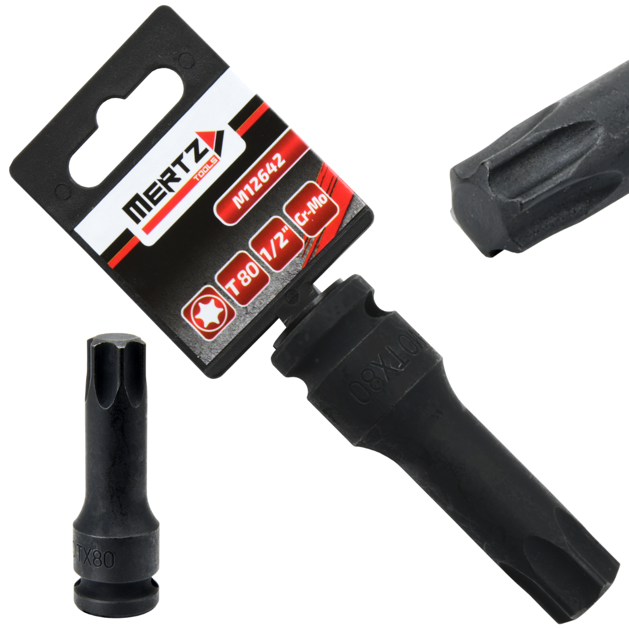 Klucz trzpieniowy TORX Mertz 78mm bit udarowy T80 1/2" Cr-Mo M12642