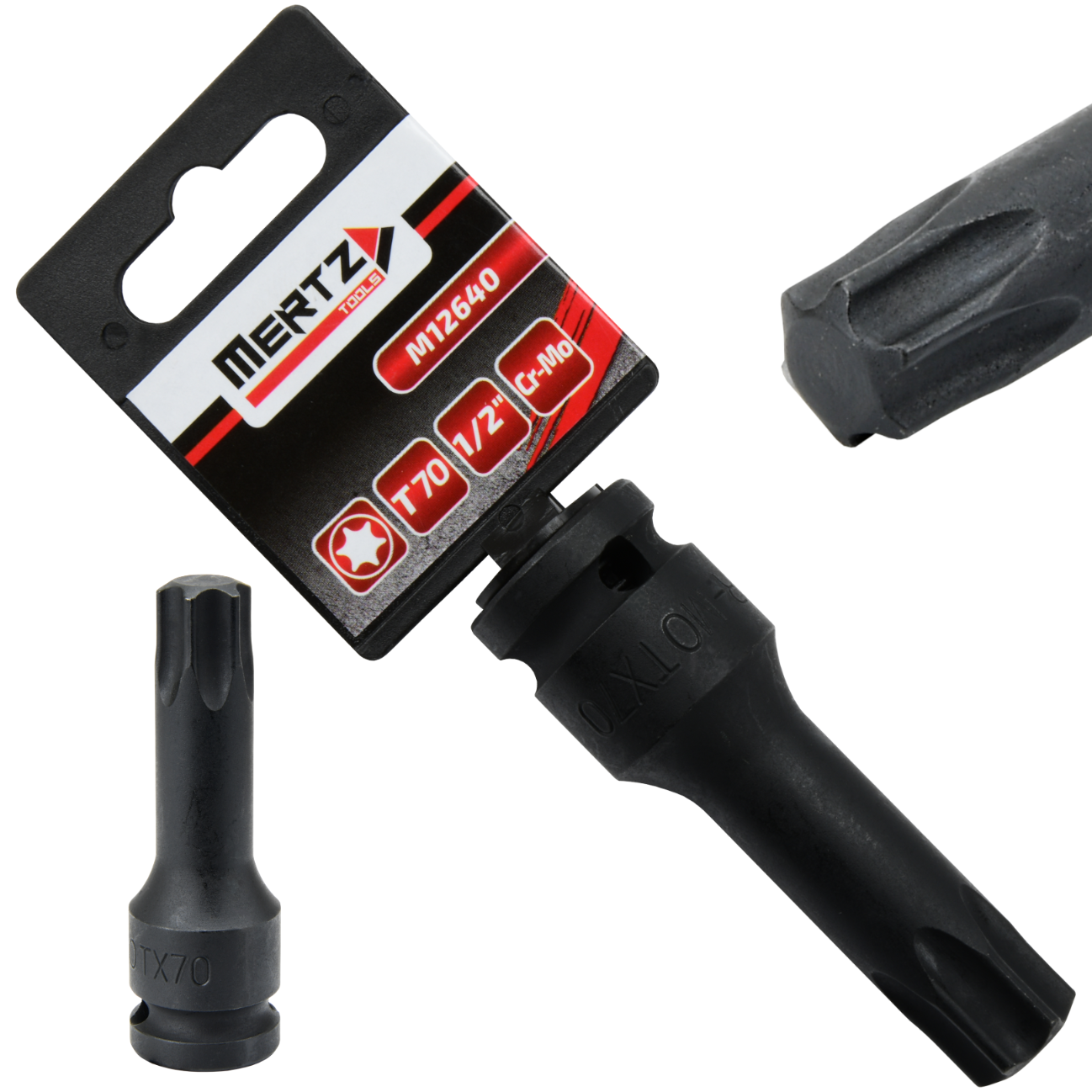 Klucz trzpieniowy TORX Mertz 78mm bit udarowy T70 1/2" Cr-Mo M12640