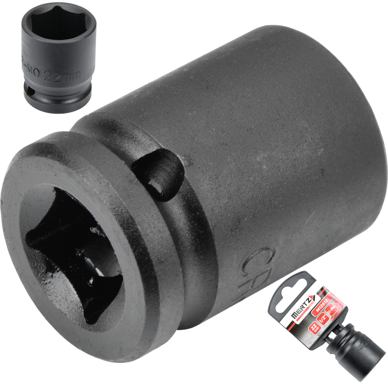 Nasadka udarowa Mertz klucz nasadowy sześciokątna Cr-Mo M12612 1/2" 22 mm
