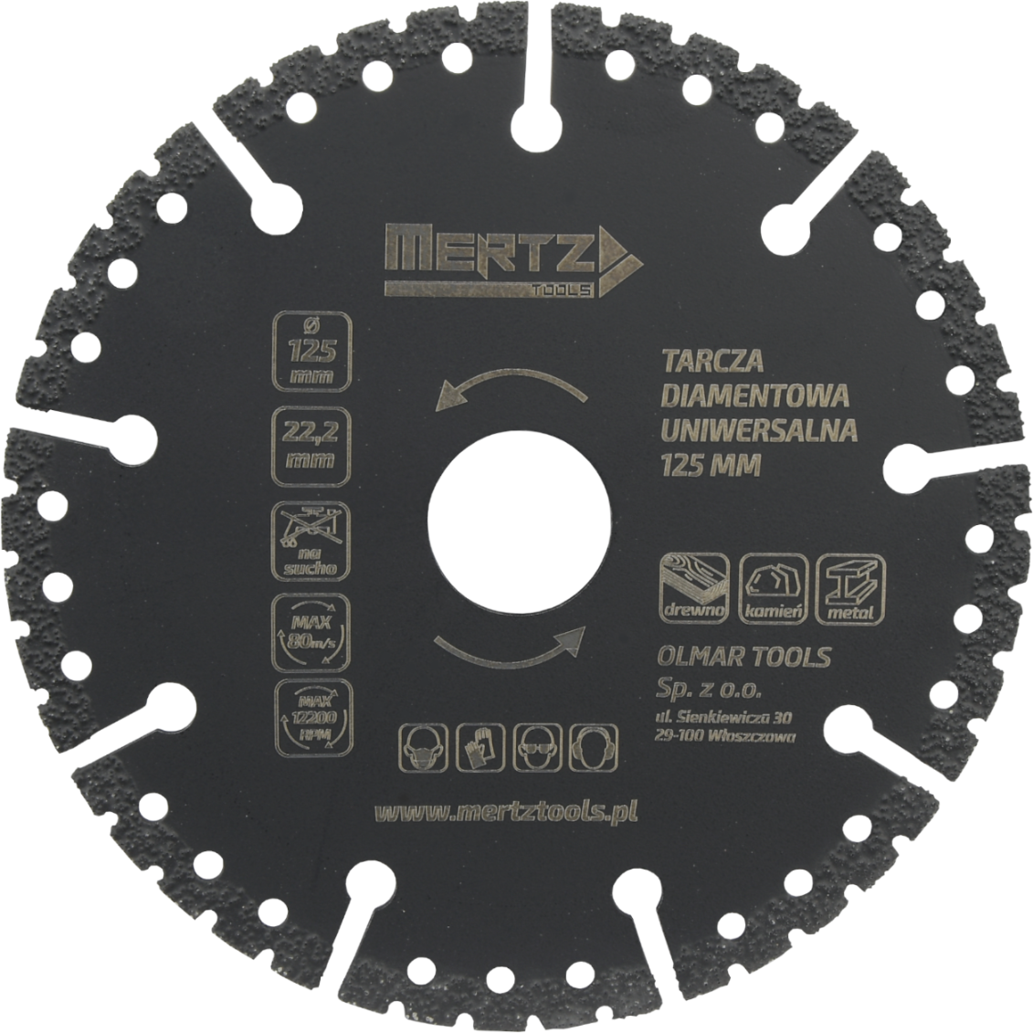 Tarcza diamentowa Mertz z nasypem diament do cięcia 125mm uniwersalna M0058