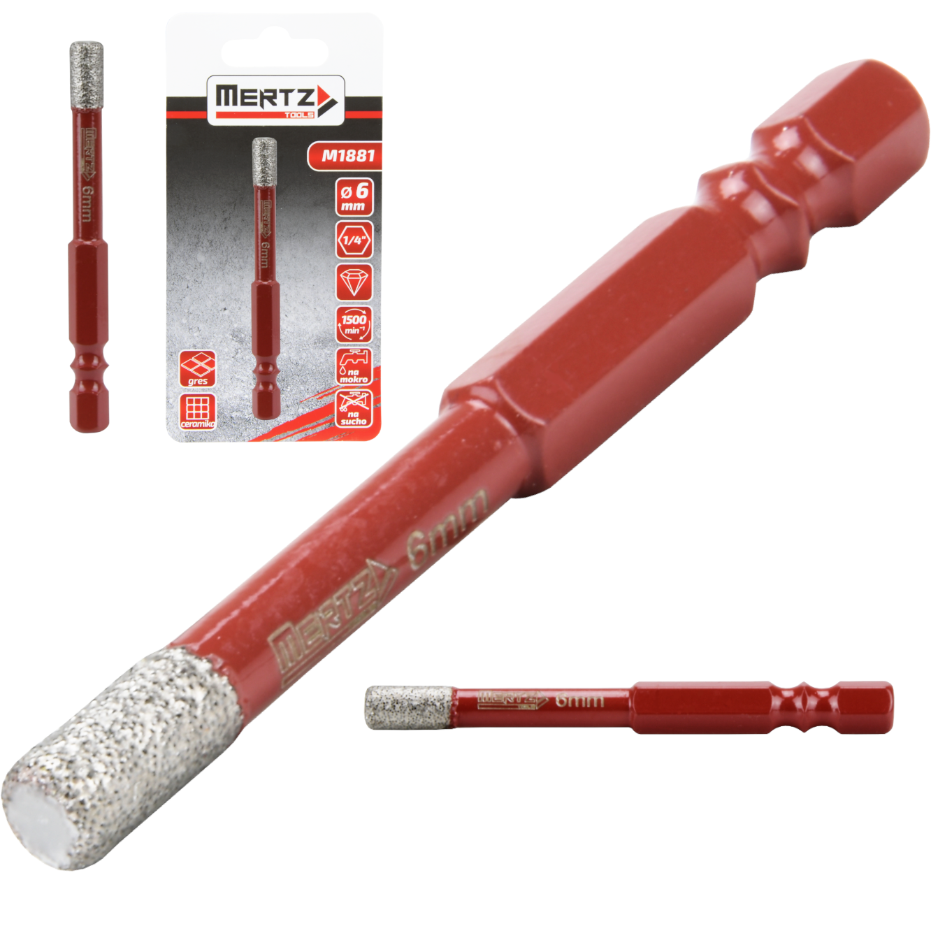 Otwornica diamentowa Mertz 6mm HEX do gresu płytek karotka wiertło M1881