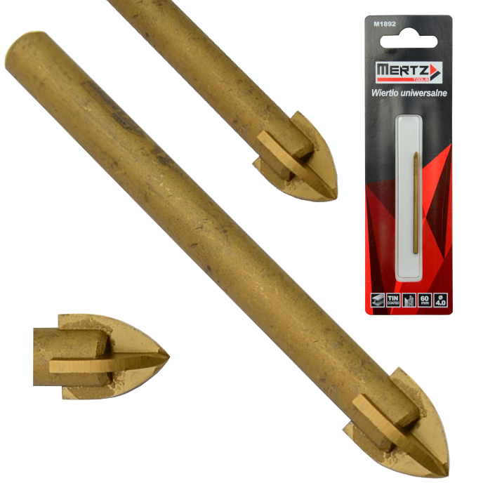 Wiertło uniwersalne Mertz do płytek metalu cegły gresu szkła M1892 4mm