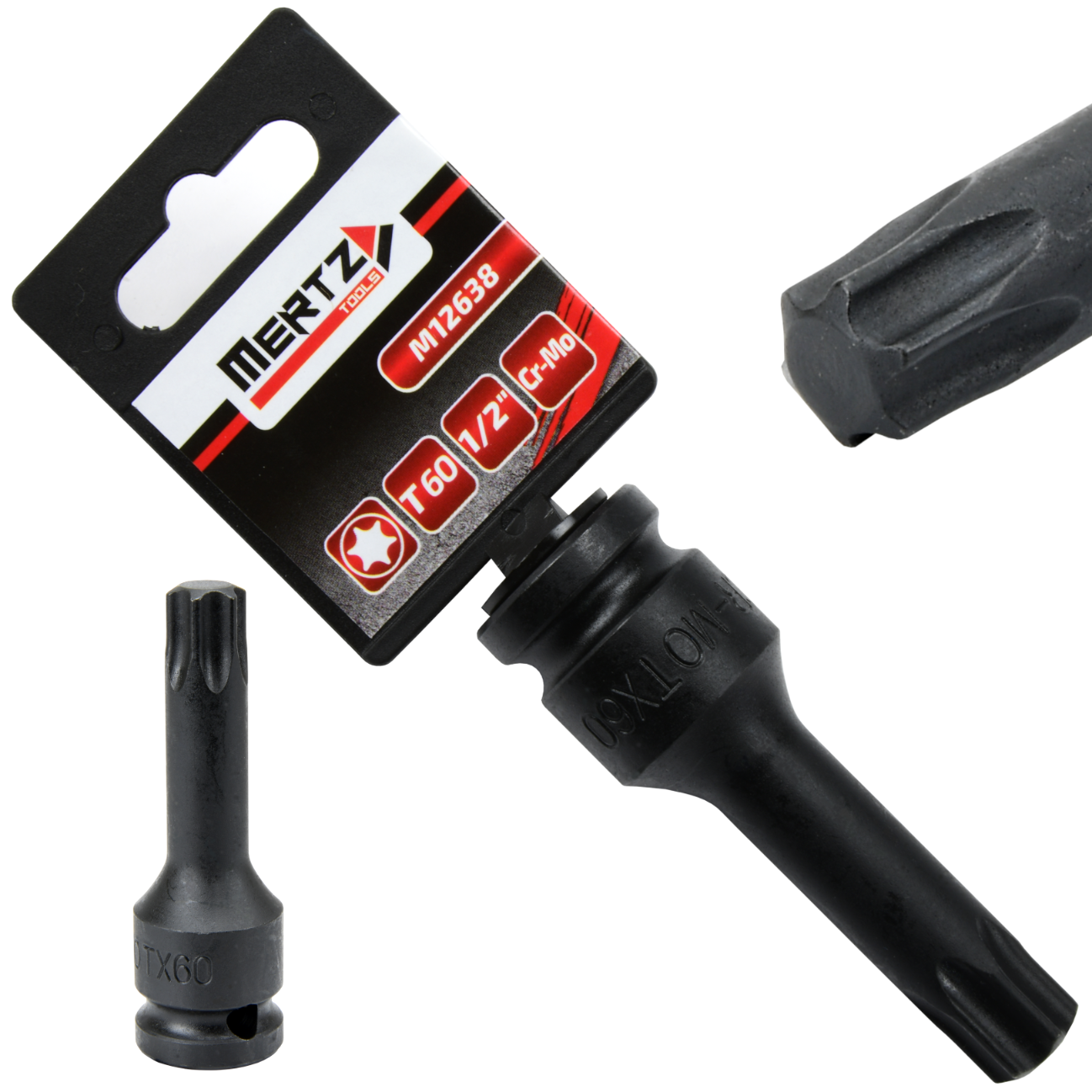 Klucz trzpieniowy TORX Mertz 78mm bit udarowy T60 1/2" Cr-Mo M12638