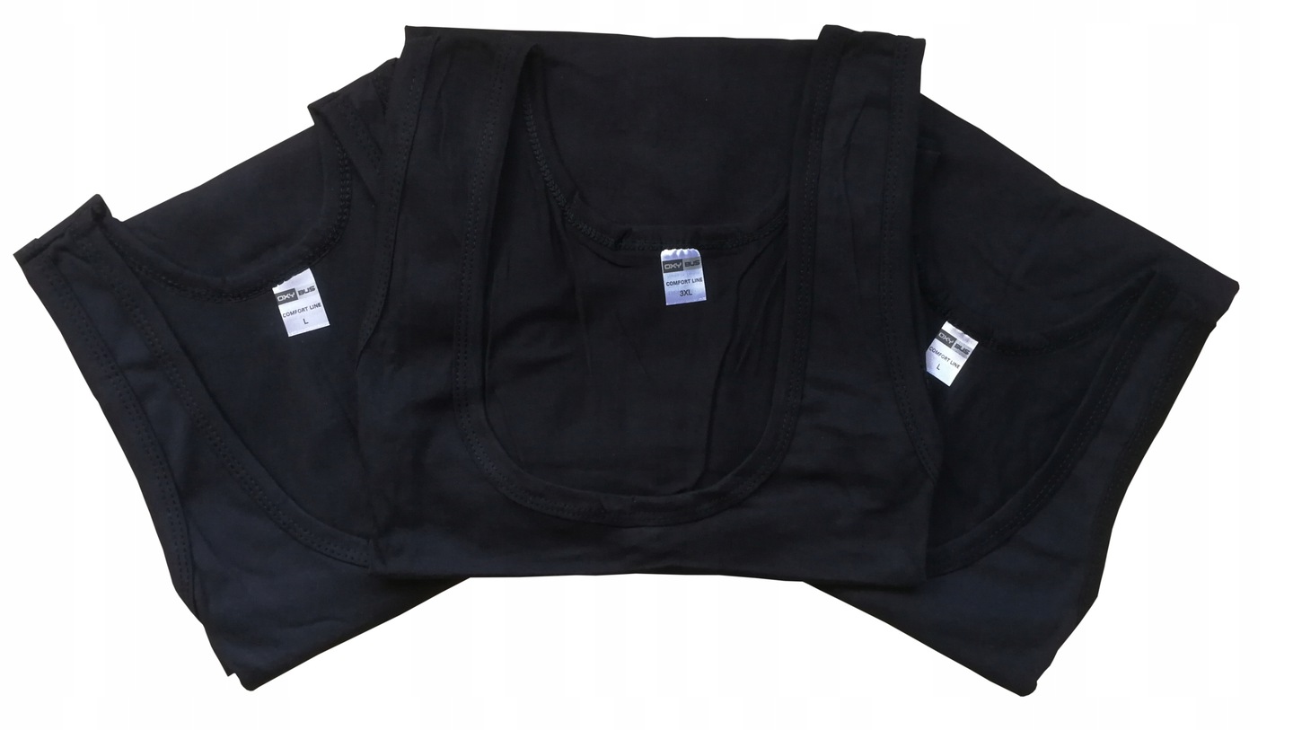 PODKOSZULKA KOSZULKA MĘSKA 100% BAWEŁNA GŁADKA CZARNA OKRĄGŁY - 4XL