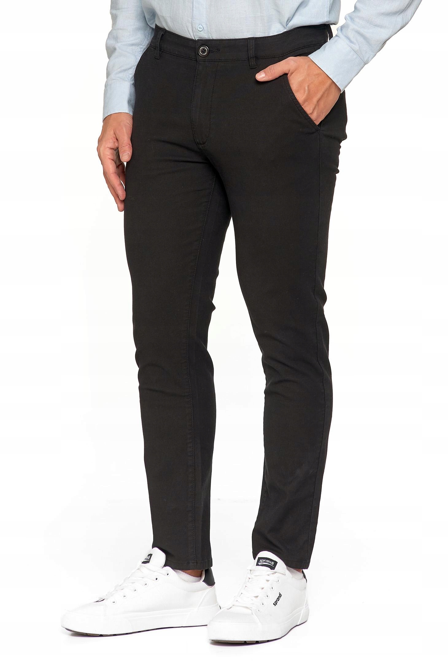 SPODNIE MĘSKIE Eleganckie Czarne Chinosy Nogawka Prosta Modne MORAJ r. 32