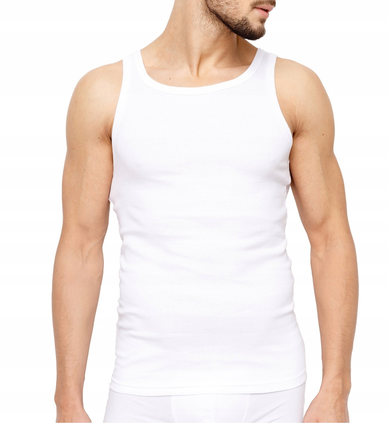 PODKOSZULKA KOSZULKA MĘSKA 100 % BAWEŁNA PRĄŻKOWANA BIAŁA ZESTAW 6-SZT 2XL