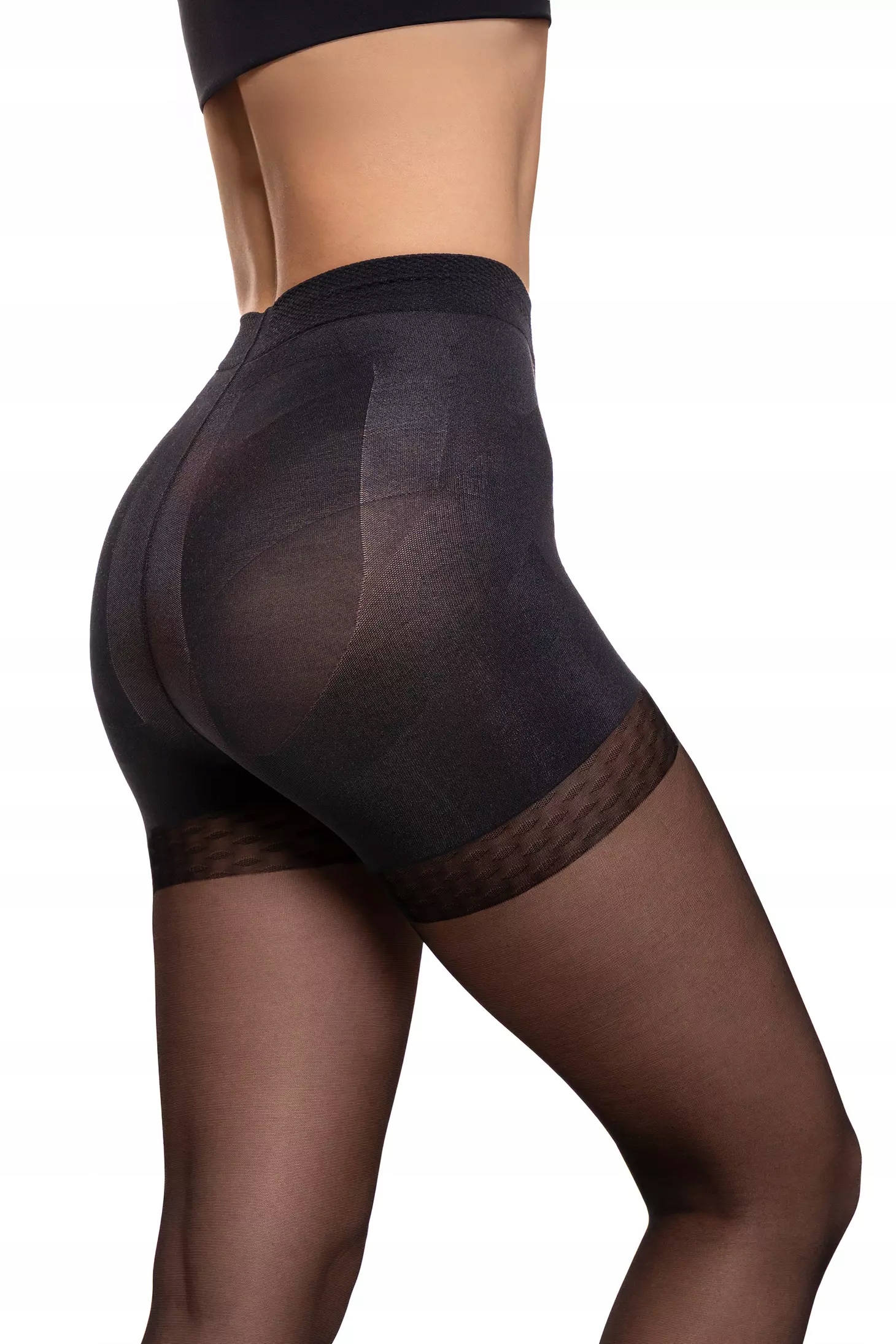 MODELUJĄCE RAJSTOPY DAMSKIE 20 DEN efekt push-up Czarne Gładkie MORAJ r.2