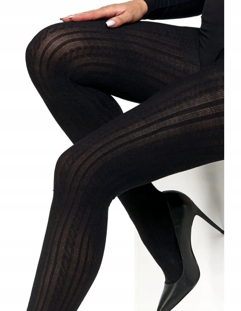 RAJSTOPY CZARNE MATOWE CLARA2 BEZPALCOWE DAMSKIE WZÓR PASKI 90 DEN MORAJ R4