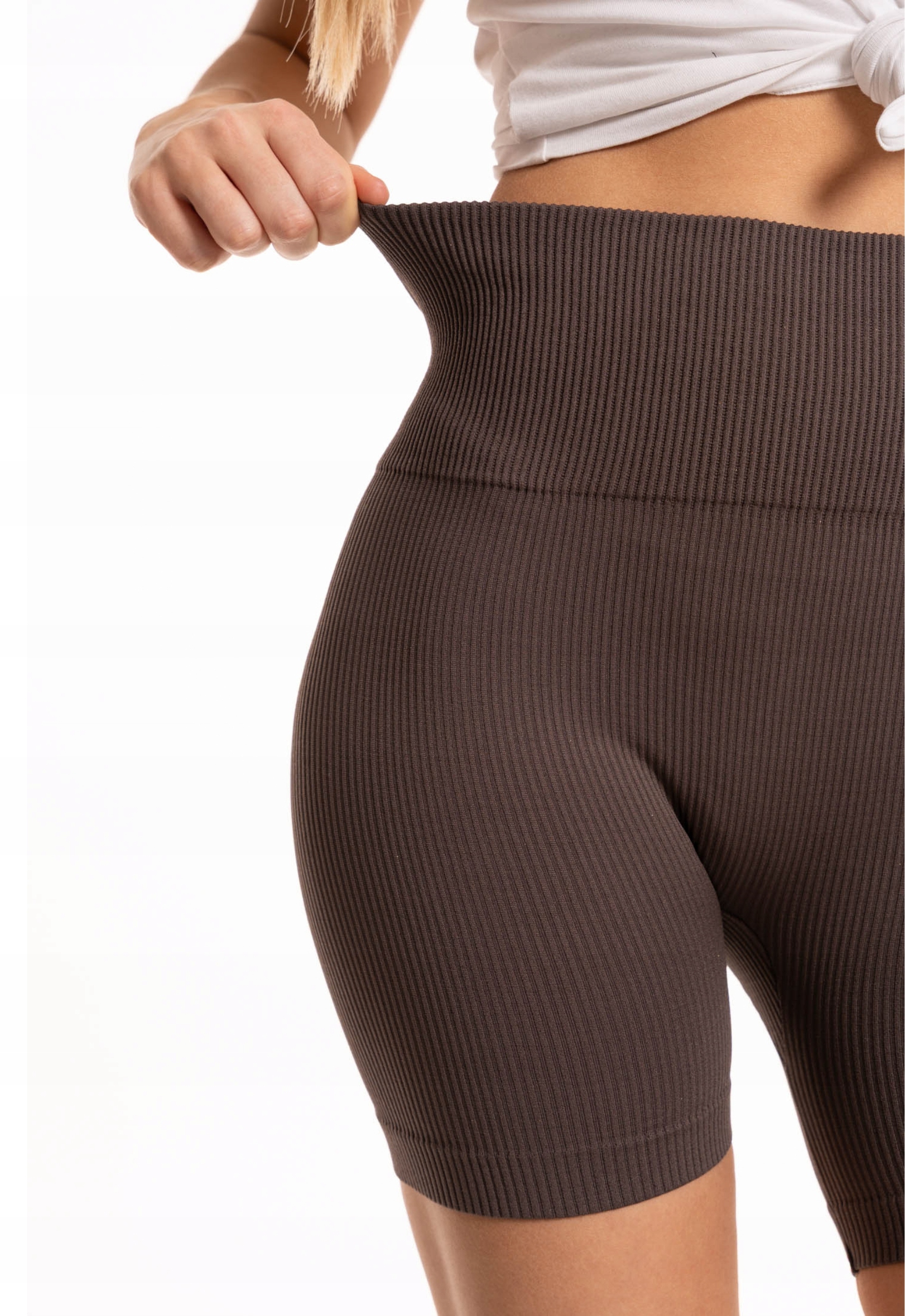 Kolarki Legginsy Damskie Wysoki Stan Prążkowane Efekt Push-Up MORAJ L/XL