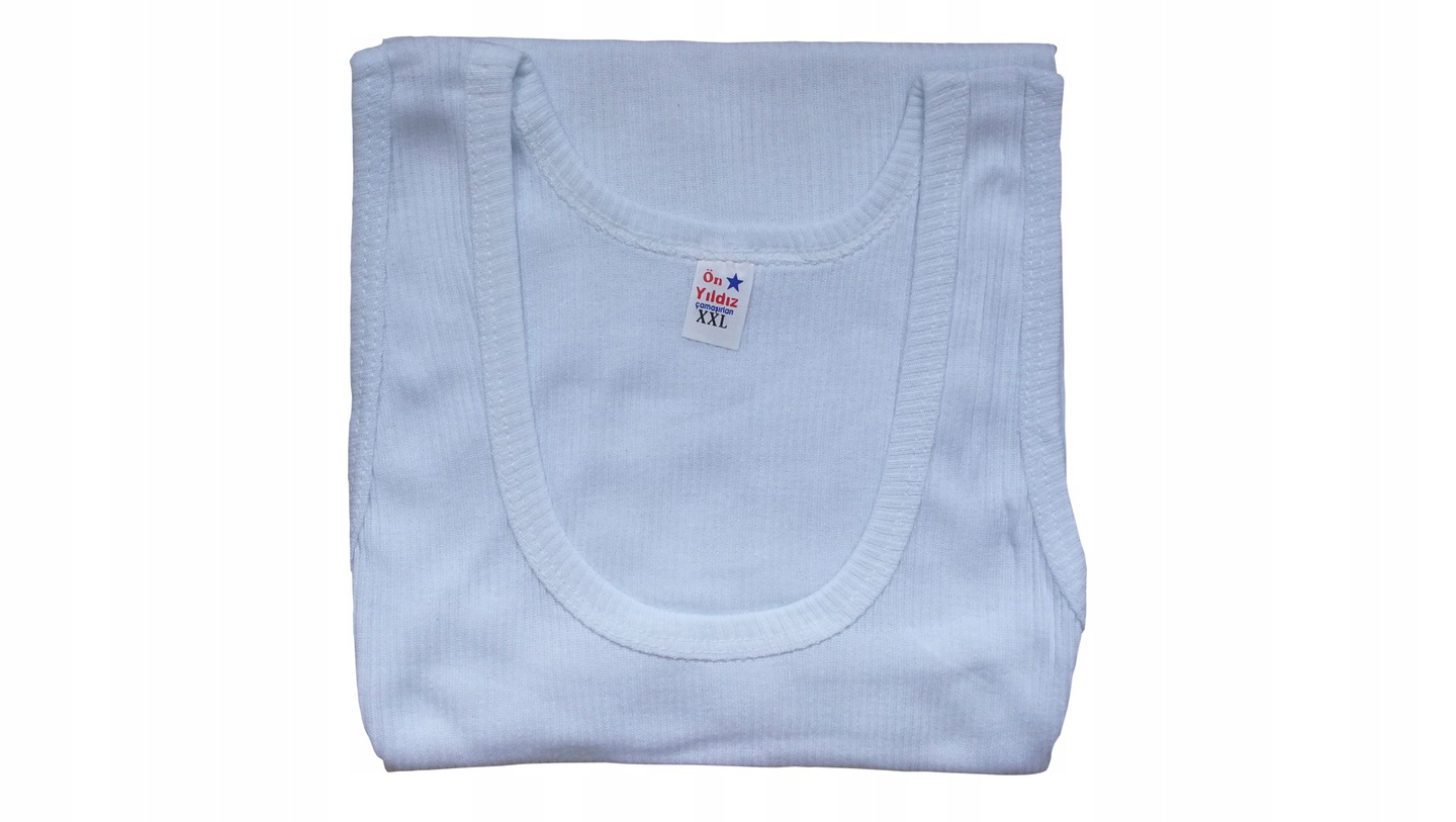 PODKOSZULKA KOSZULKA MĘSKA 100 % BAWEŁNA PRĄŻKOWANA BIAŁA ZESTAW 6-SZT 2XL