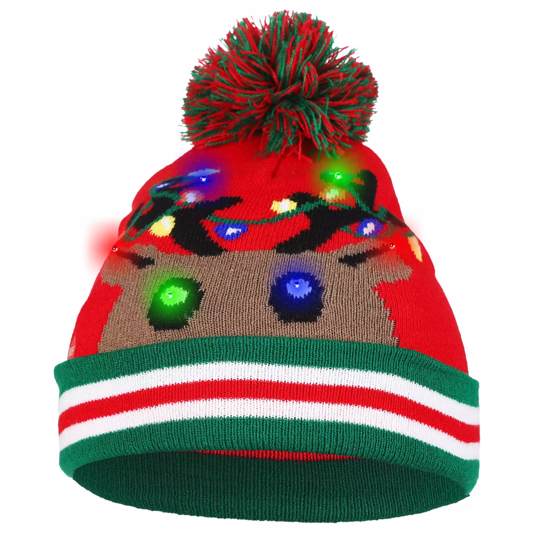 Czapka LED Świecąca Uniwersalna Zimowa z Pomponem Świąteczna Moraj