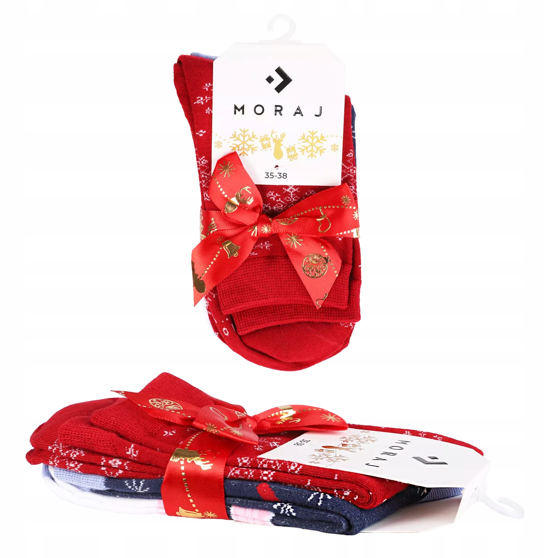 Skarpetki Świąteczne Bawełniane 2-PARY SKARPETY NA PREZENT MORAJ 38-41