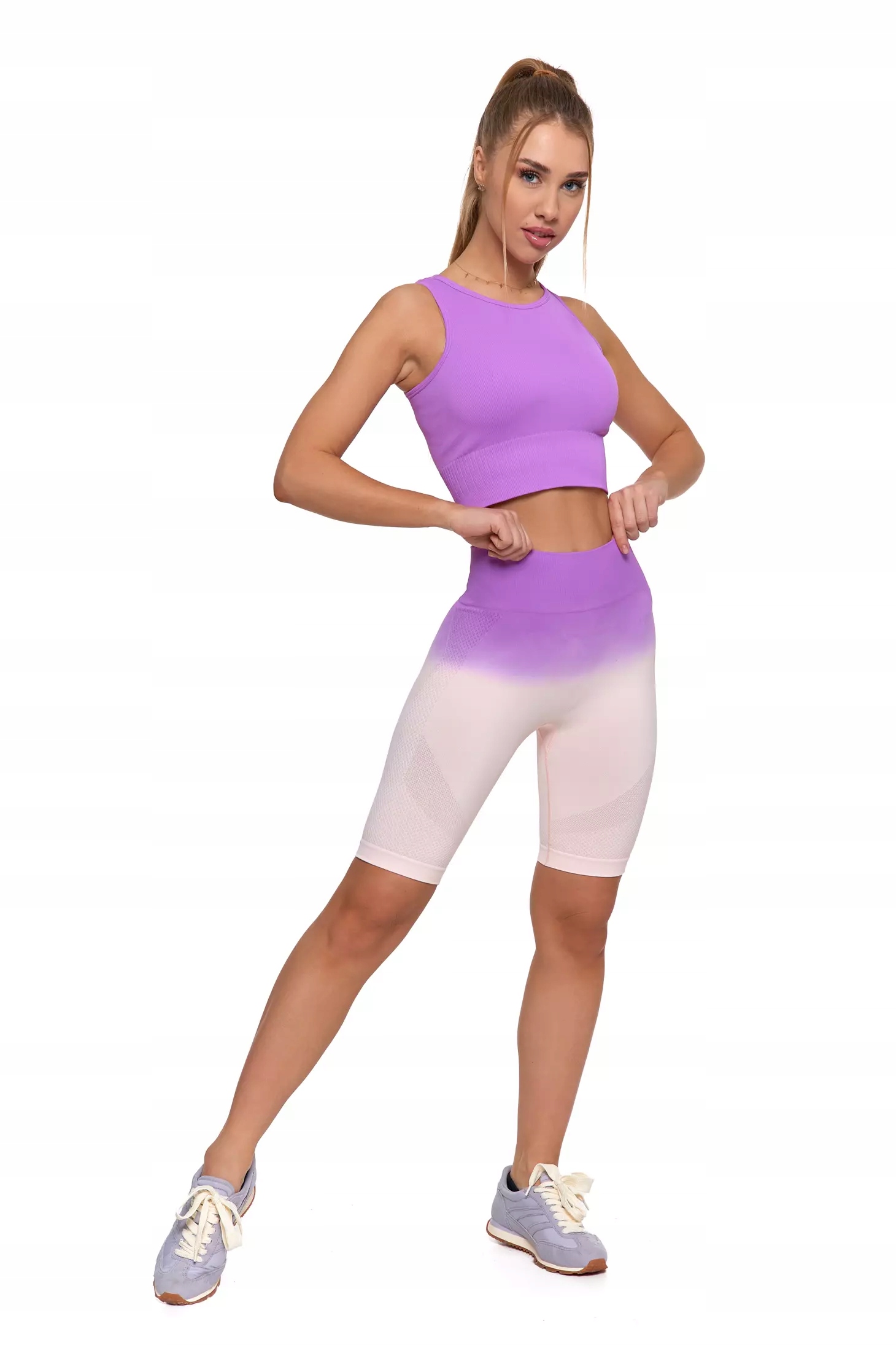 LEGGINSY DAMSKIE Krótkie Kolarki Bezszwowe Push-Up Wysoki Stan MORAJ S