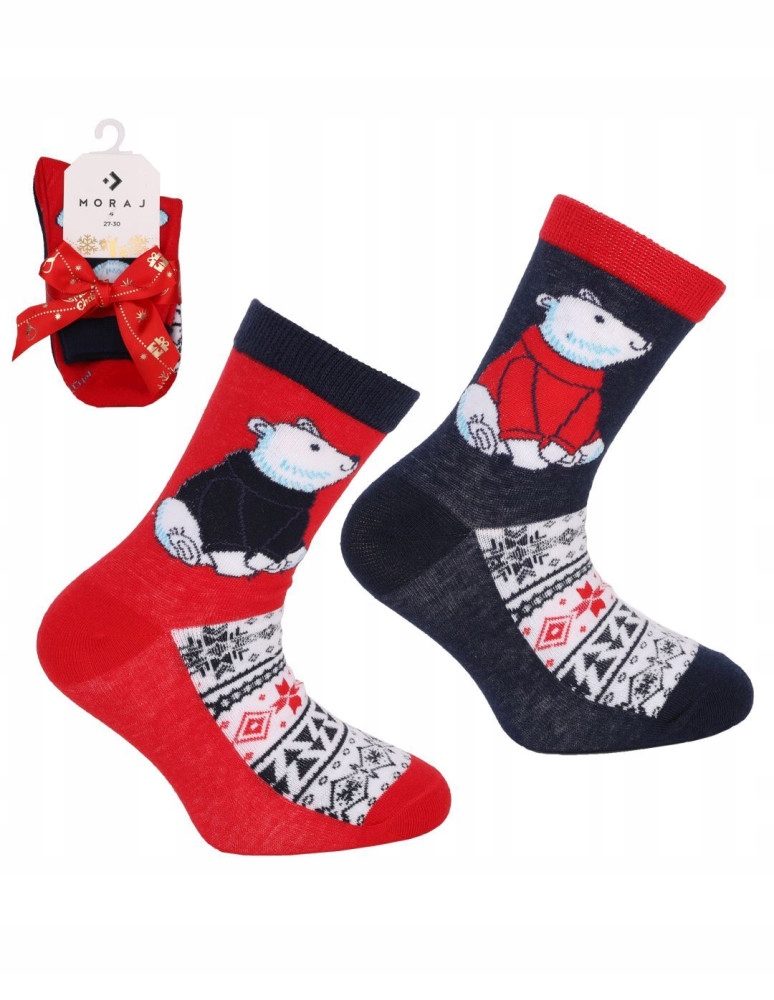 Skarpetki Świąteczne Dziecięce Bawełniane 2-PARY NA PREZENT MORAJ 23-26