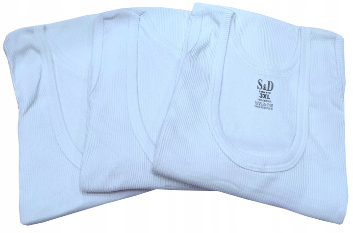 PODKOSZULKA KOSZULKA MĘSKA 100 % BAWEŁNA PRĄŻKOWANA BIAŁA OKRĄGŁY - 4XL