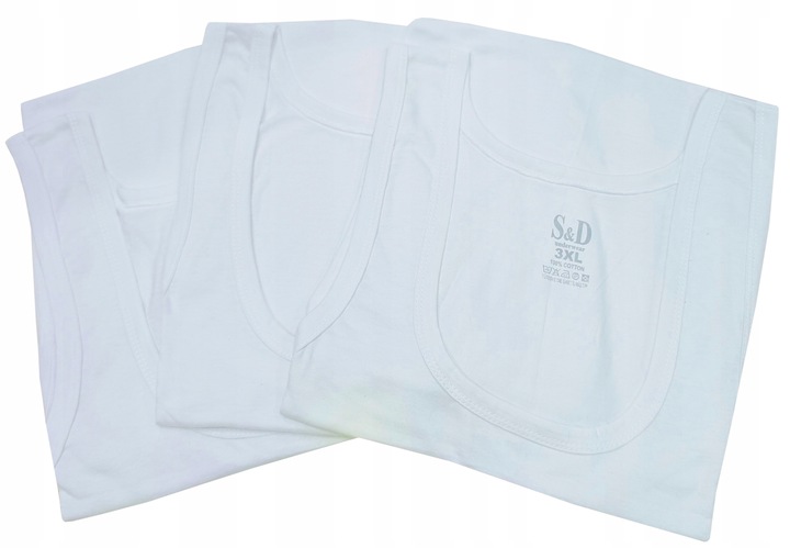 PODKOSZULKA KOSZULKA MĘSKA 100 % BAWEŁNA GŁADKA BIAŁA OKRĄGŁY - 3XL