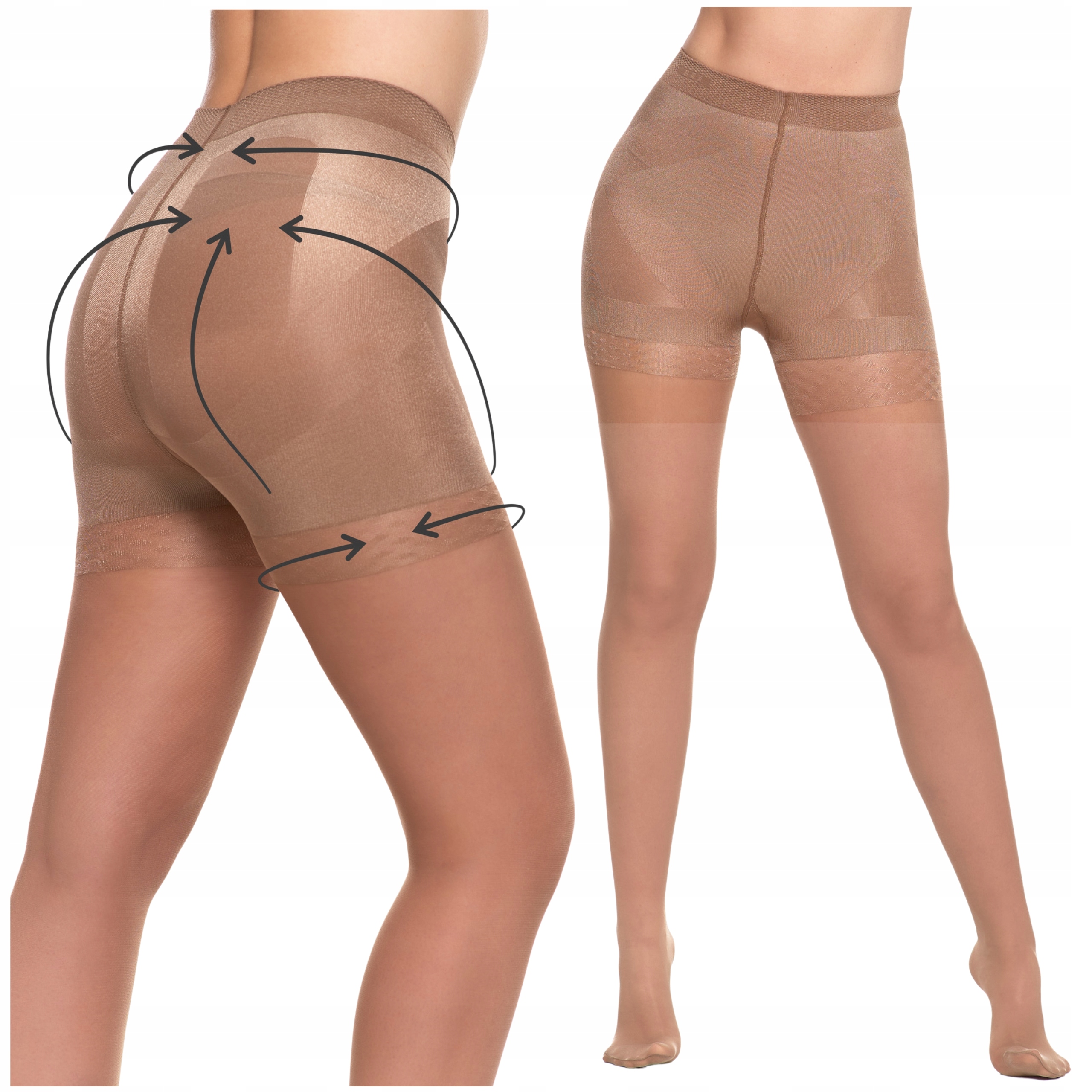 MODELUJĄCE RAJSTOPY DAMSKIE 20 DEN efekt push-up Natural Gładkie MORAJ r.2