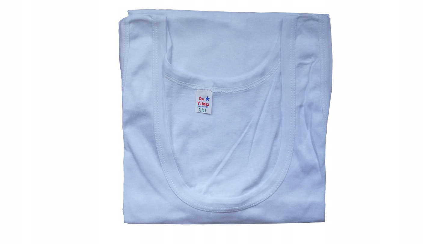 PODKOSZULKA KOSZULKA MĘSKA 100 % BAWEŁNA GŁADKA BIAŁA OKRĄGŁY - 4XL