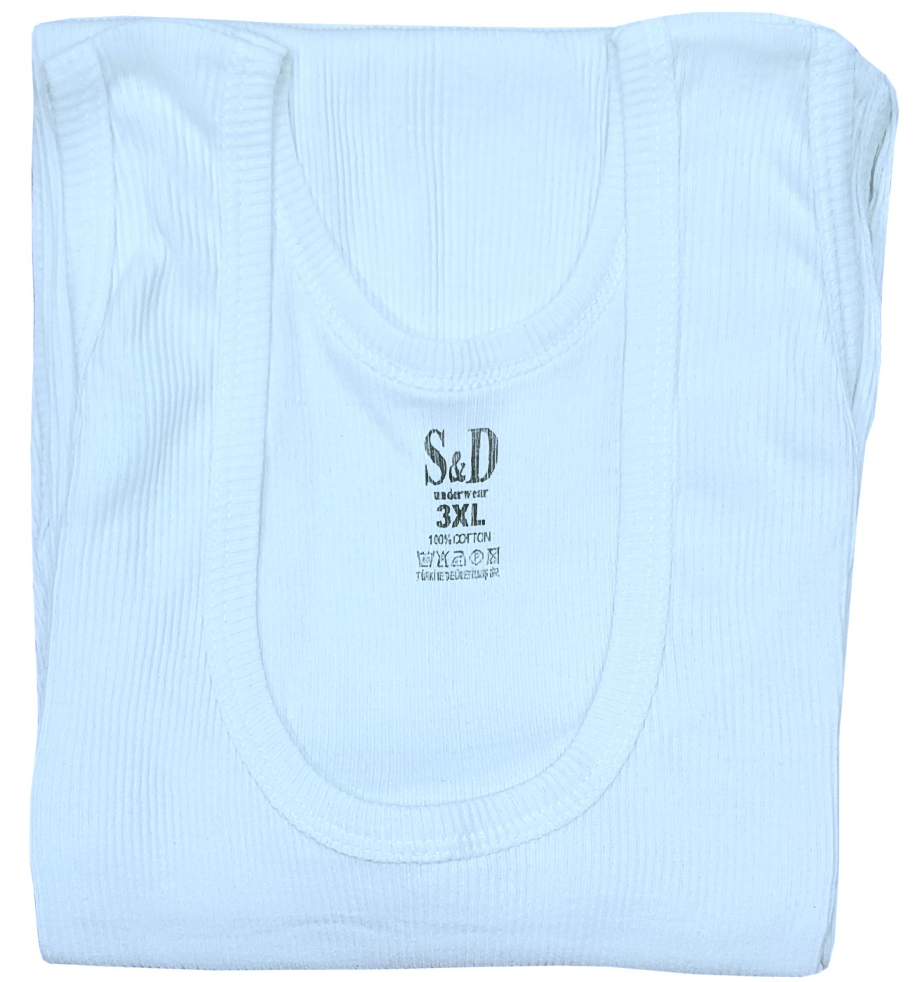 PODKOSZULKA KOSZULKA MĘSKA 100 % BAWEŁNA PRĄŻKOWANA BIAŁA OKRĄGŁY - XL