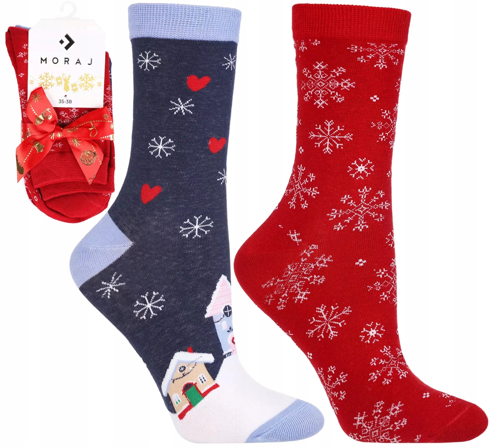 Skarpetki Świąteczne Bawełniane 2-PARY SKARPETY NA PREZENT MORAJ 35-38