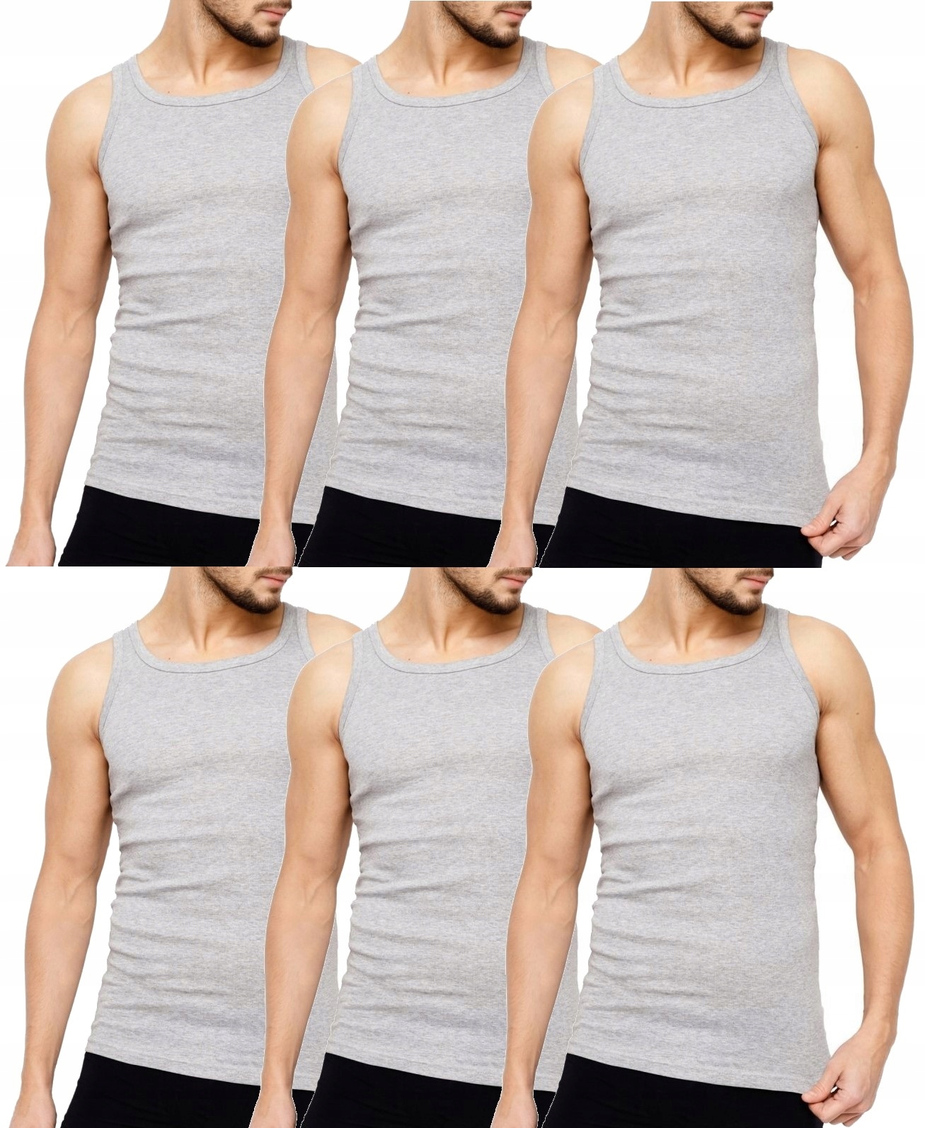 PODKOSZULKA KOSZULKA MĘSKA 100% BAWEŁNA GŁADKA OKRĄGŁY ZESTAW 6-SZT - 4XL