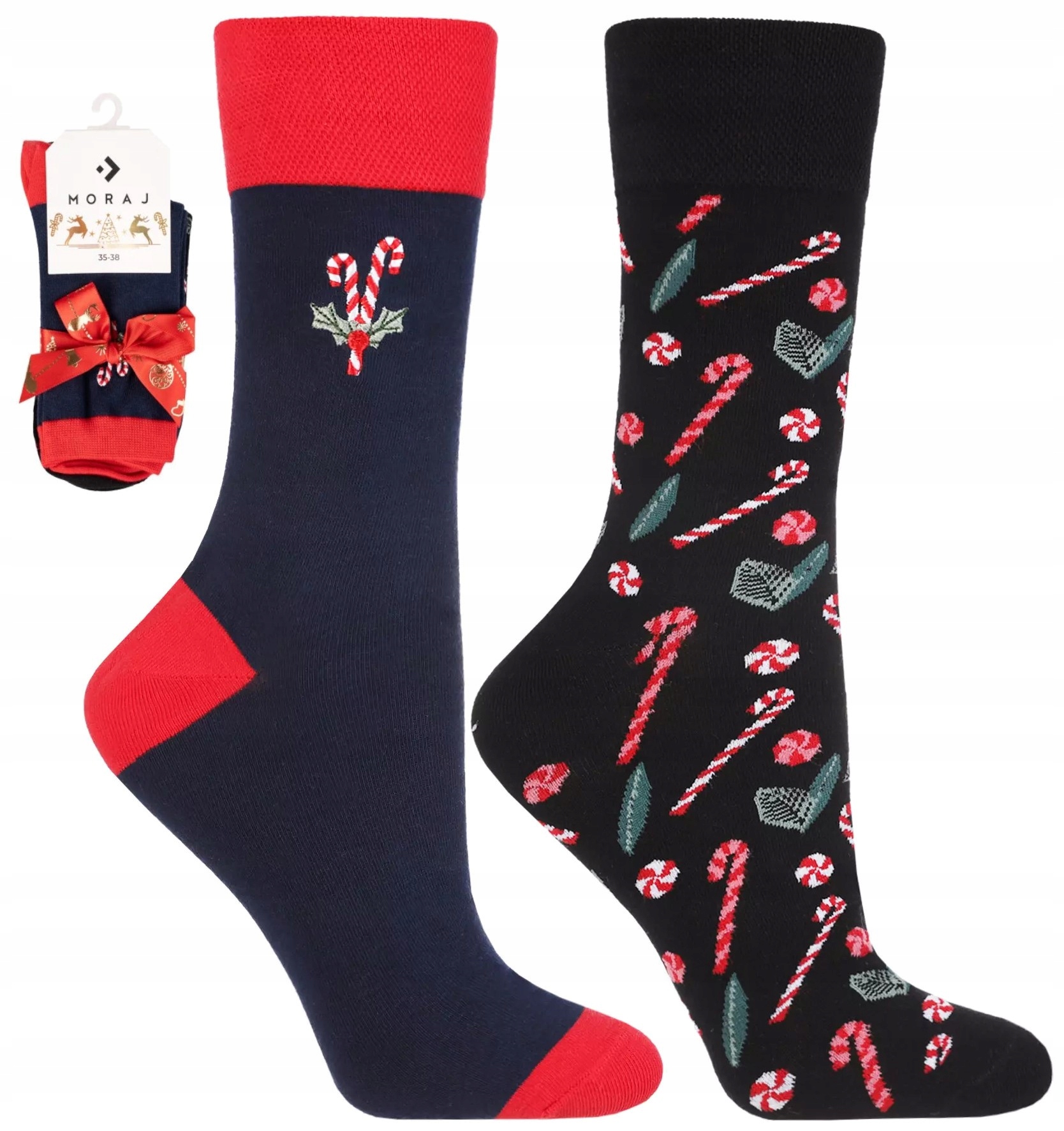 Skarpetki Świąteczne Bawełniane 2-PARY SKARPETY NA PREZENT MORAJ 38-41